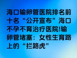 ?？谳斅压茚t(yī)院排名前十名“公開宣布”海口不孕不育治療醫(yī)院!輸卵管堵塞：女性生育路上的“攔路虎”