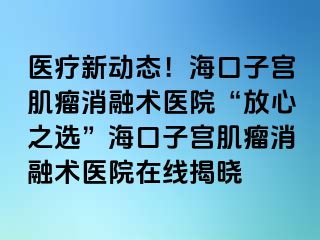 醫(yī)療新動態(tài)！海口子宮肌瘤消融術(shù)醫(yī)院“放心之選”?？谧訉m肌瘤消融術(shù)醫(yī)院在線揭曉